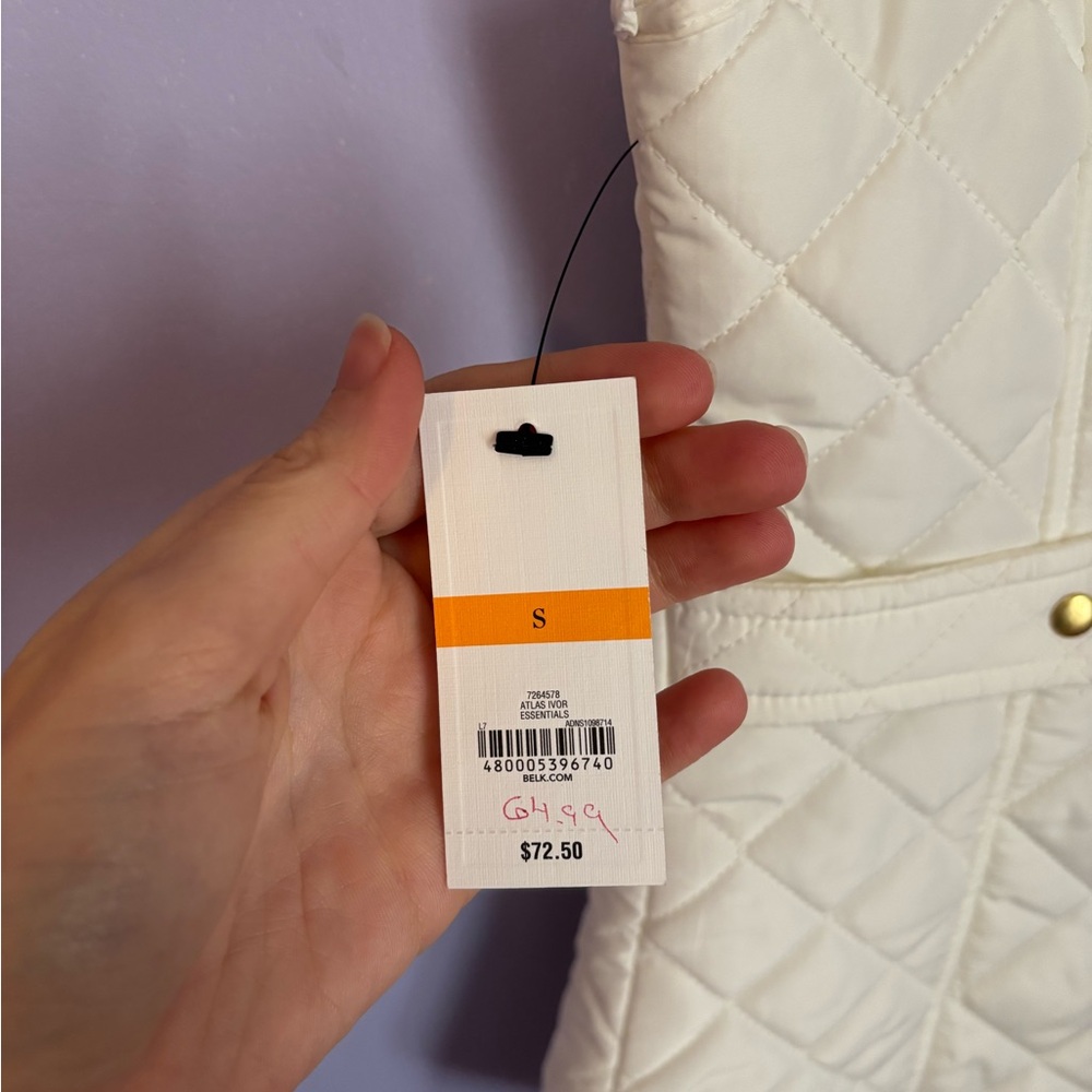 NWT Crown & Ivy Women's Ivory White Quilted Vest - Picture 4 of 4